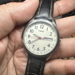 Works Vintage TIMEX Indiglo Weekender Leather Strap Men's Watch 36mm fit 8